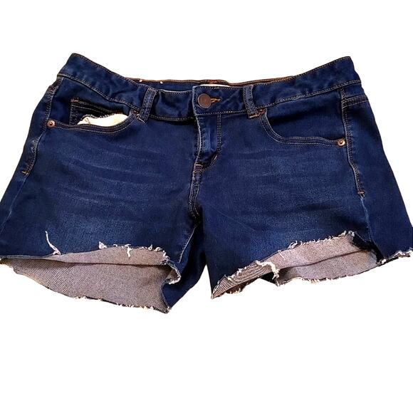 SO Size 11 Jean Shorts Raw Hem Blue Cotton Polyester Summer Cut Off Cotton - Picture 1 of 9